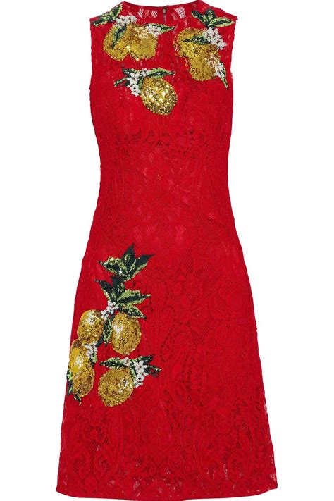 Dolce And Gabbana Sequin Embellished Corded Lace Dress The Outnet