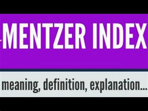 What S Mentzer Index Youtube