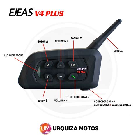 Intercomunicador Bluetooth Moto Casco Ejeas V Plus Urquiza Motos