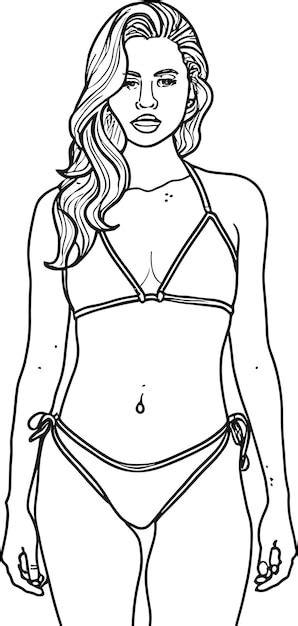 Bikini Vectorial Y Sost N Contorno Del Cuerpo Femenino Vector Premium