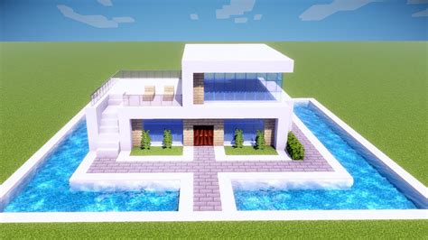 Minecraft Tutorial Casa Moderna Com Piscina Youtube