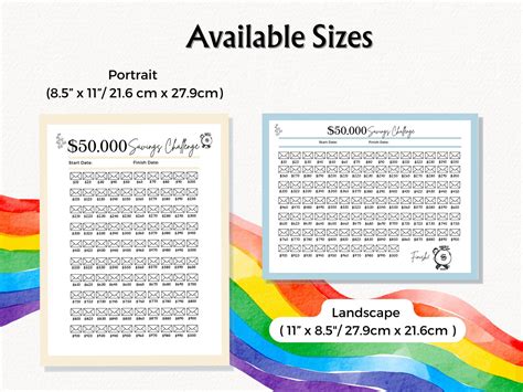 Editable 50000 Savings Challenge Tracker 100 Envelope Savings