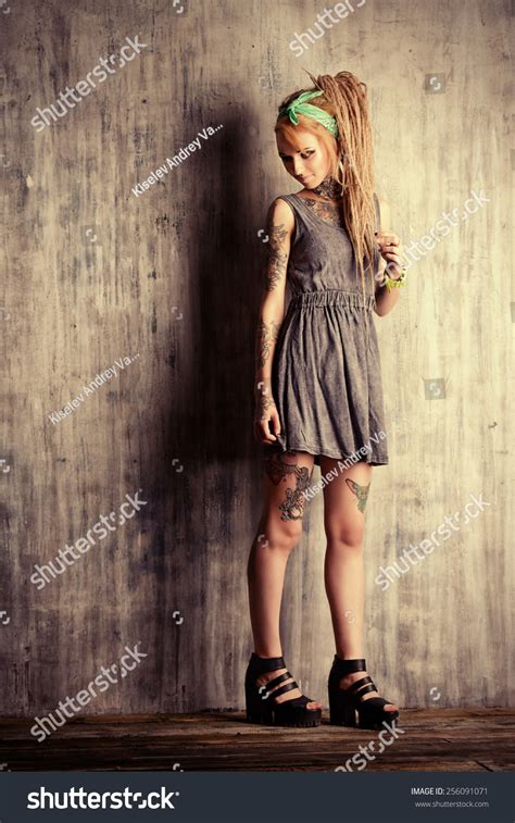 Sexual Blonde Girl Fascinating Dreadlocks Posing Stock Photo Edit Now 256091071