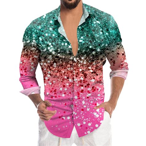 Pmuybhf Male L Oversized Tshirt Men July 4 Mens Mardi Sequin Fashion Digital 3d Printed Long