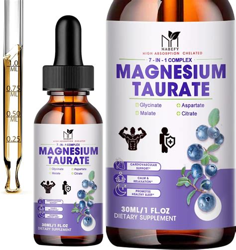 2 Pack Liquid Magnesium Taurate Glycinate Malate Aspartate Citrate 2000mg Calm