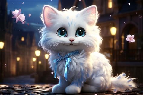 Premium AI Image | A Silver Coated White Cat A Cartoon Character ...