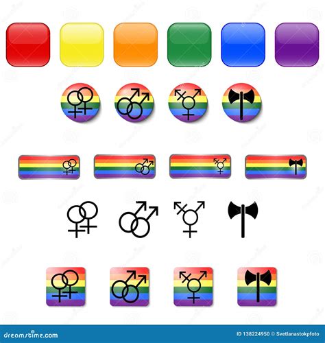 Set Of Lgbt Button For Website Symbol Icon Lgbt Pride Flag Couple