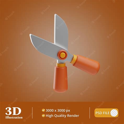 Premium Psd Farming Object Pruning Shears Illustration 3d