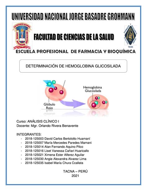 Determinación De Hemoglobina Glicosilada Curso AnÁlisis ClÍnico I