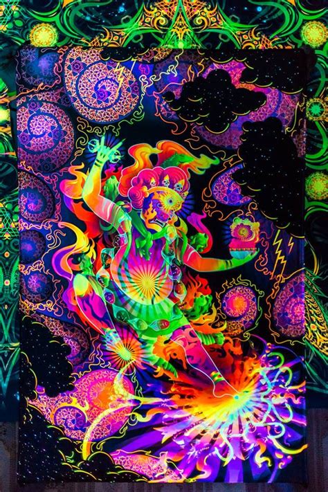 Trippy Wall Art Tapestry Psychedelic Backdrop Neon Blacklight