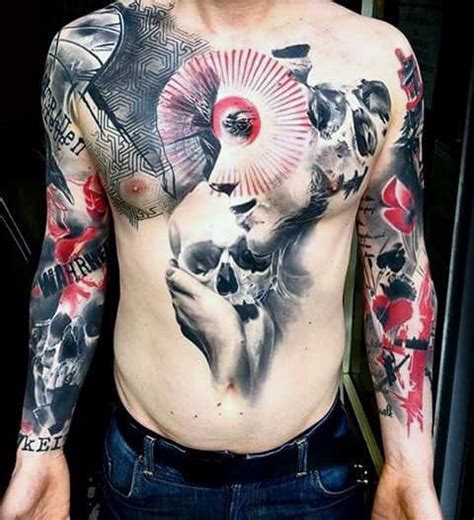 50 Skull Chest Tattoo Designs For Men Haunting Ink Ideas