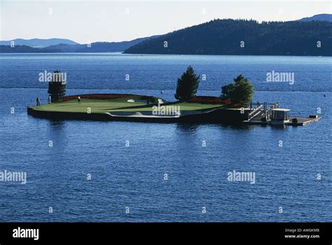 Usa Idaho Couer Dalene Resort Unique Floating Golf Green On 14th