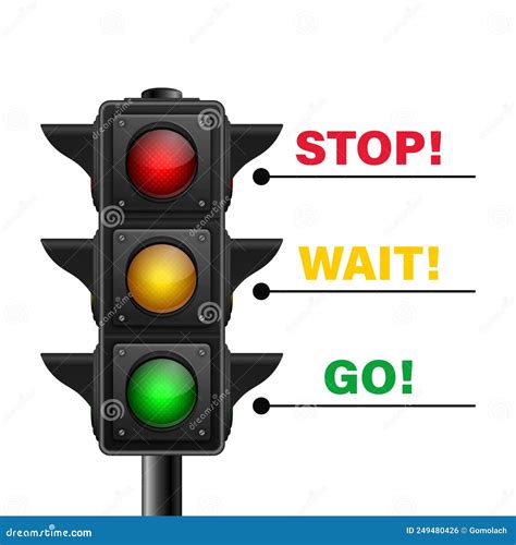 Vector 3d Realistic Road Traffic Lights Isolated. Stop, Wait, Go ...