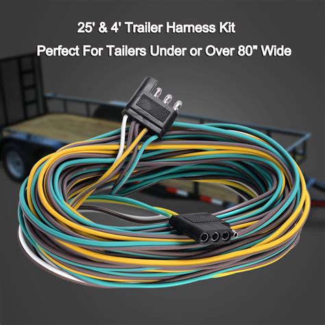 Buy EXERAUO 4 Pin Flat Trailer Wiring Harness Kit 4 Wire Trailer Wiring