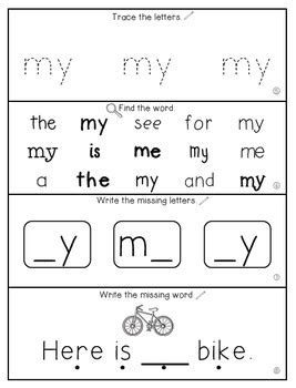 My Sight Word Printable Activities Simply Kinder Plus Worksheets