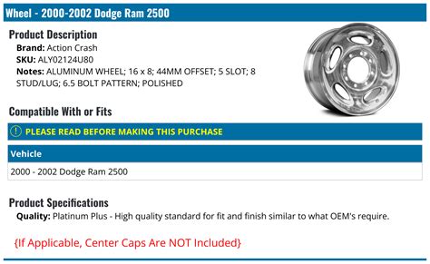 2000 2002 Dodge Ram 2500 Wheel Action Crash Aly02124u80