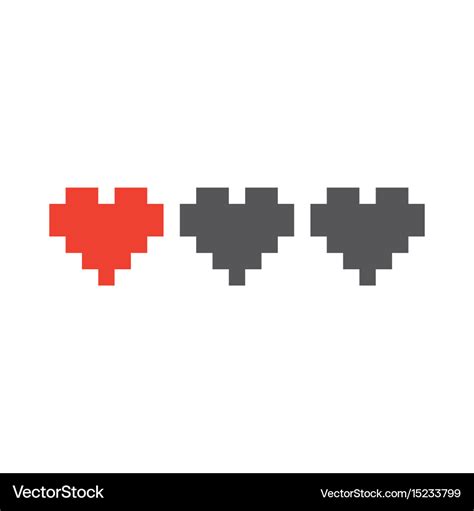 Pixel art style retro game life hearts isolated Vector Image