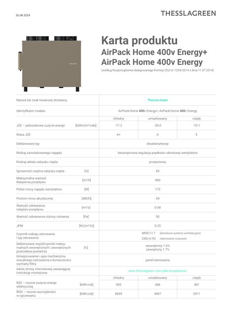 Rekuperator Thessla Green Airpack Home V Energy Czystyklimat Pl