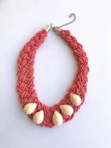 Mansi Beads And Stone Pastel Peach Beaded Necklace At Rs 350 In Vadodara