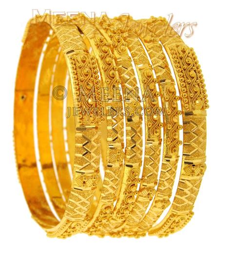 22kt Gold Handmade Bangles Bast1575 22 Kt Gold Handmade Bangles Set