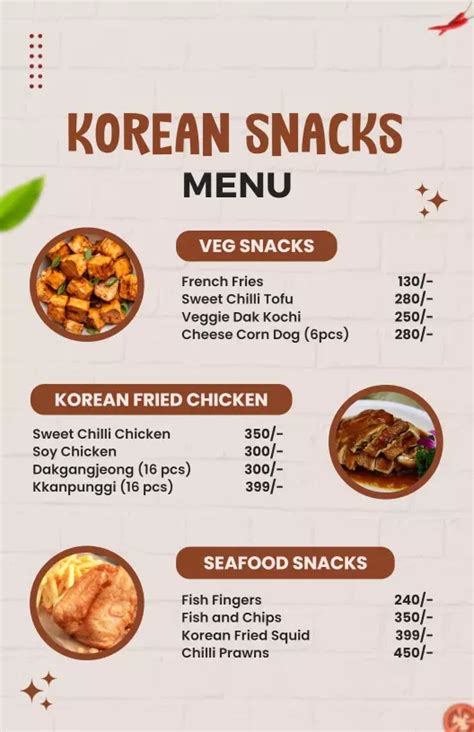 Snacks Menu Templates Customize And Download Free