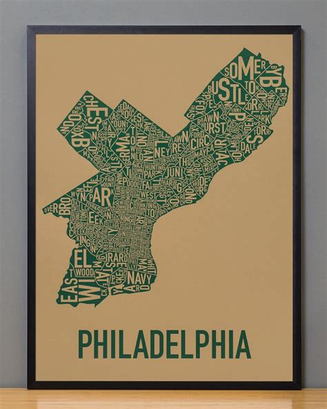 Philadelphia Neighborhood Map Poster or Print, Original Artist of Type ...