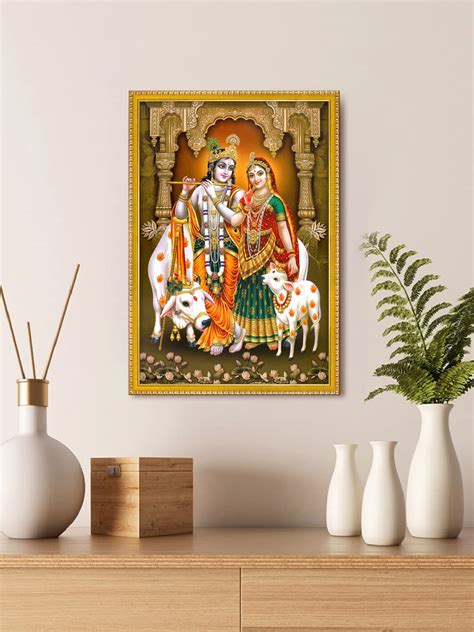 Buy 999Store Lord Radha Krishna With His Cow Photo Painting With Photo ...