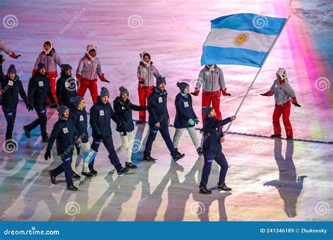 Equipo Ol Mpico Argentino March Hacia La Ceremonia De Apertura De Los