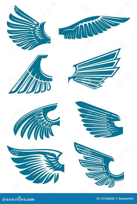 Blue Open Wings Symbols for Tattoo Design Stock Vector - Illustration of medieval, angel: 72166636