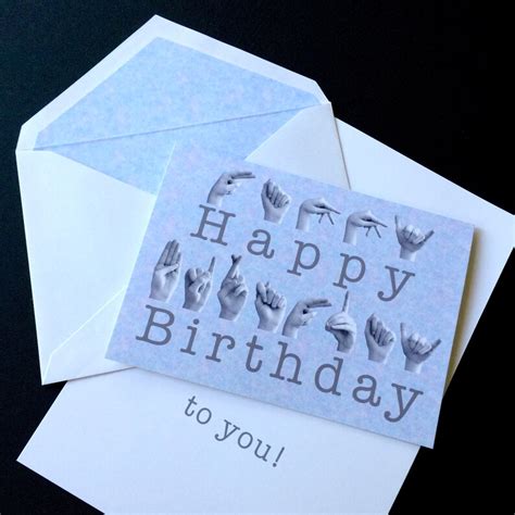 ASL HAPPY BIRTHDAY Card American Sign Language 5x7 - Etsy