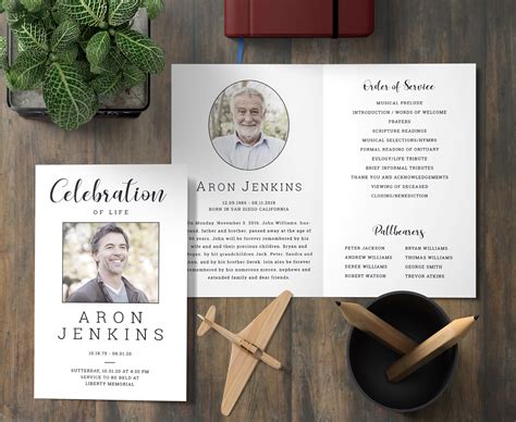 Classic Funeral Program Template Celebration Of Life Etsy