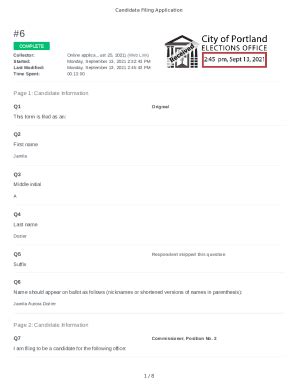 Fillable Online Candidate Filing Application Fax Email Print PdfFiller