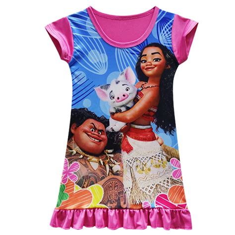 2018 New Moana Kids Dress for Girls Summer Short Sleeve O Neck Moana ...