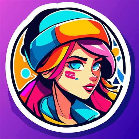 Cute twitch gamer girl hand drawn flat stylish cartoon sticker icon ...