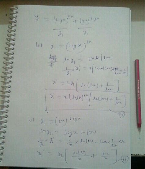 Differentiate The Following W R T Mathrm X N Y Log X