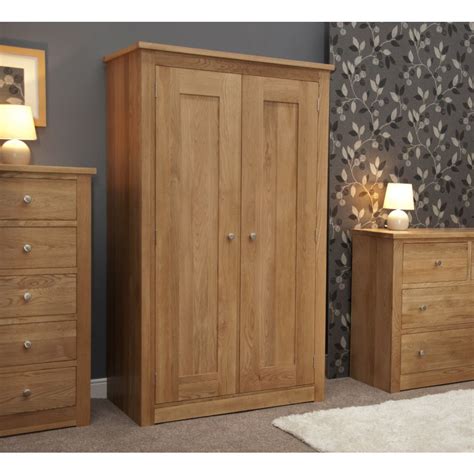 Torino Solid Oak Furniture Full Hanging Double Wardrobe