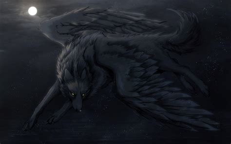 Black Spirit Wolf With Wings - Goimages System