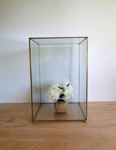 Extra Large Brass Glass Display Case Box Vintage Terrarium