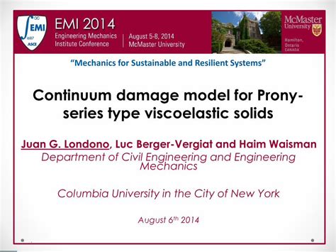 PDF Continuum Damage Model For Prony Series Type Viscoelastic