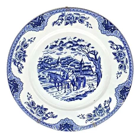 Plato De Pared De Porcelana Decorativo Colonial De Cm Con Soporte