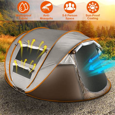 NewHome 5-8 Person Pop Up Tent Automatic Setup Camping Tent Waterproof ...