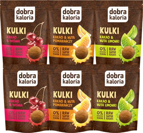 Zdrowa Przekąska Kulki Kakao z Nuta Limonki Bez Cukru 6szt Dobra