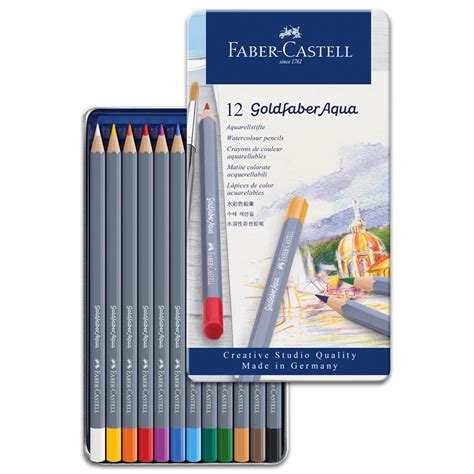 Faber Castell Goldfaber Aqua Watercolor Pencil Tin 12 Set