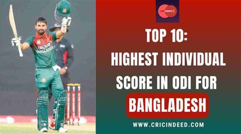 Top 10 Highest Individual Score In ODI For Bangladesh CricIndeed