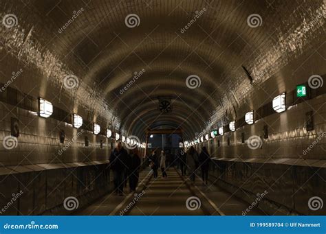 Old Elb Tunnel In Hamburg Landungsbruecken Germany Editorial Stock