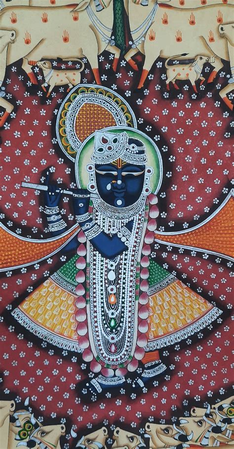 Handmade Shrinathji Pichwai Painting On Cloth Shrinathji Painting