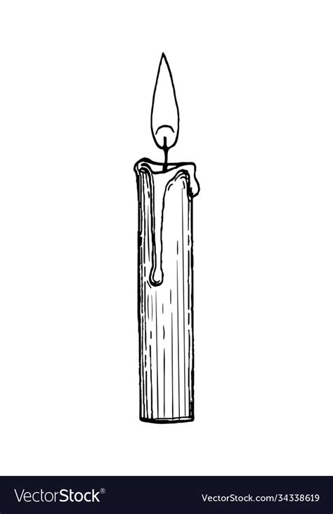 Ink Sketch Burning Candle Royalty Free Vector Image