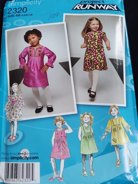 Simplicity Project Runway Sewing Pattern 2320 Girls Dress Size Etsy