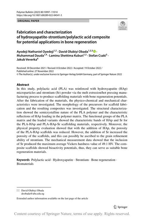 Fabrication And Characterization Of Hydroxyapatite Strontium Polylactic