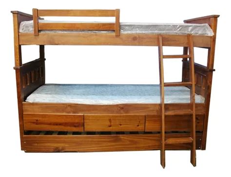 Cama Superpuesta Desmontable Triple Miel Cedro Capitan Full